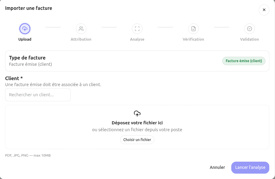 Import intelligent de factures TrouveTonClient : détection automatique des montants, TVA, numéro et fournisseur
